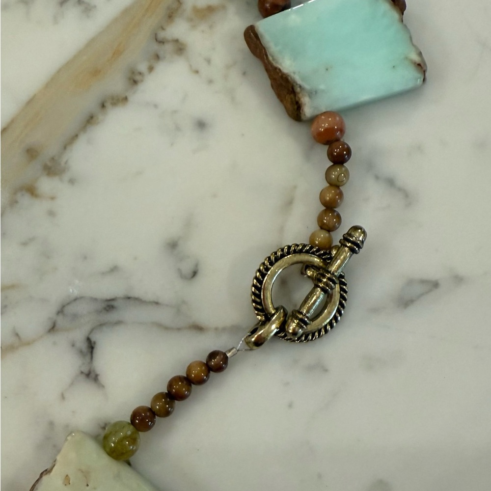 Elegant Turquoise and Brown Stone Necklace - Picture 3 of 3